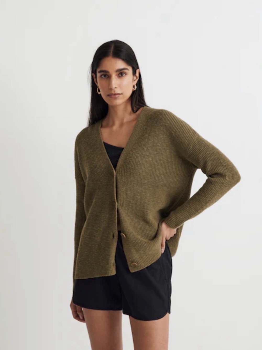 Madewell Olive Green Oversized Cotton Cardigan Sweater NWT Small Coastal Grandpa